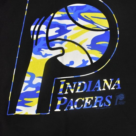 Mens NBA Hardwood Classics Indiana Pacers Basketball Black Shirt New - Picture 2 of 4